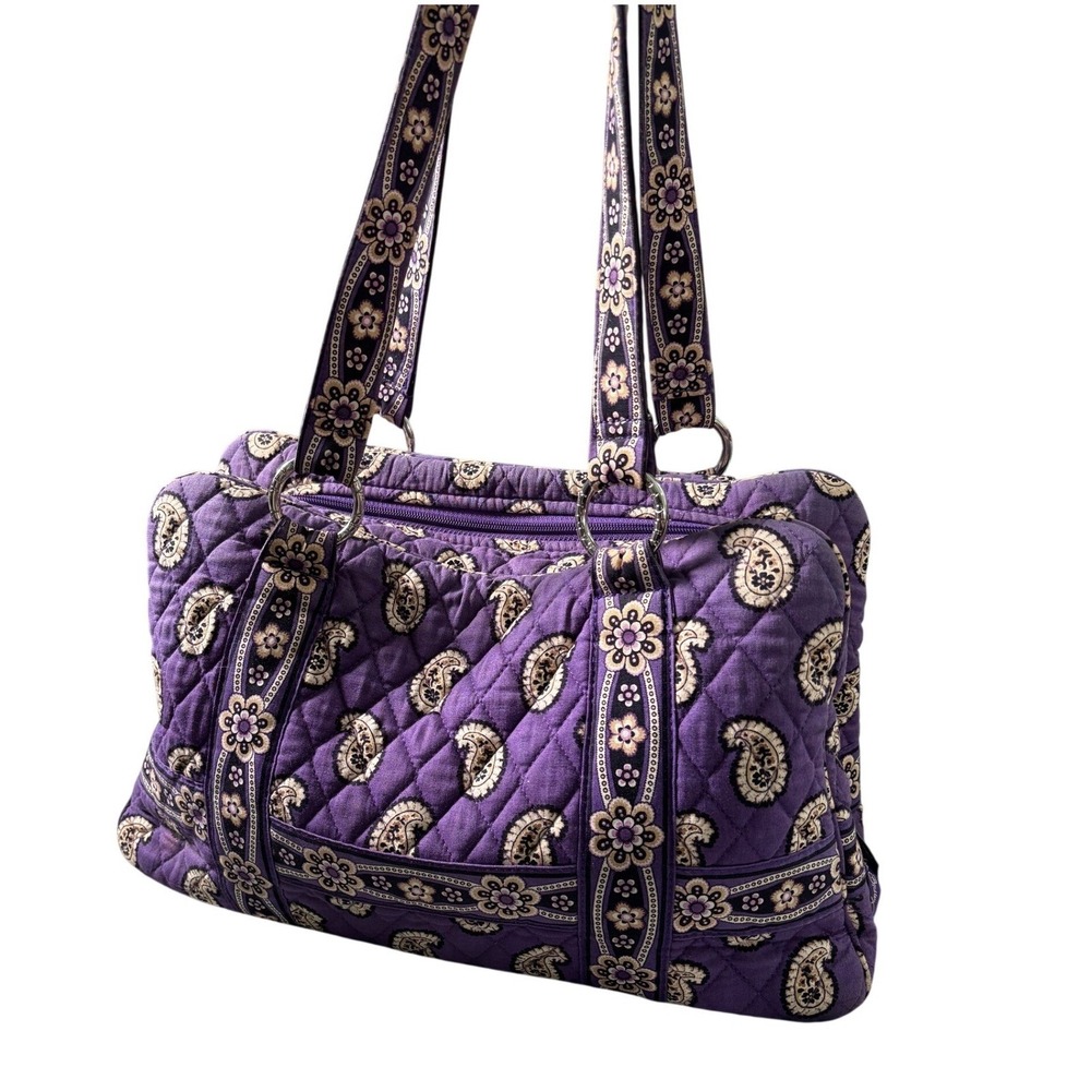 Vera Bradley Simply Violet Purple Paisley Quilted Cotton Shoulder Bag Tote